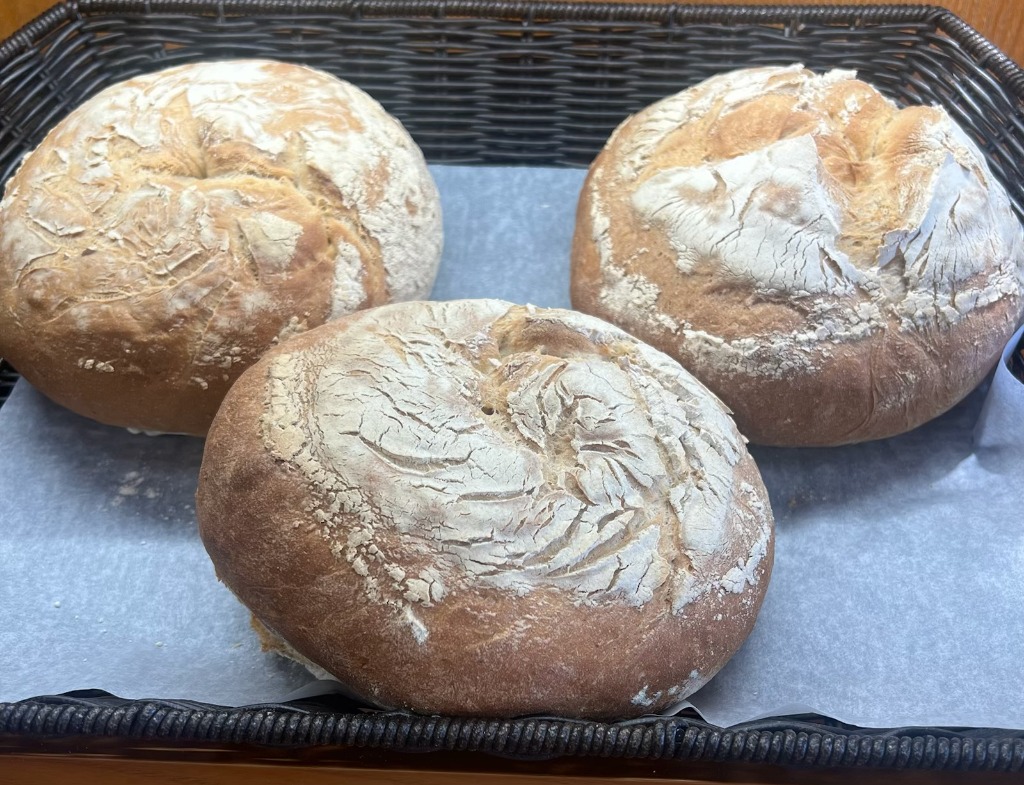 Freshly baked artisan sourdough loaf