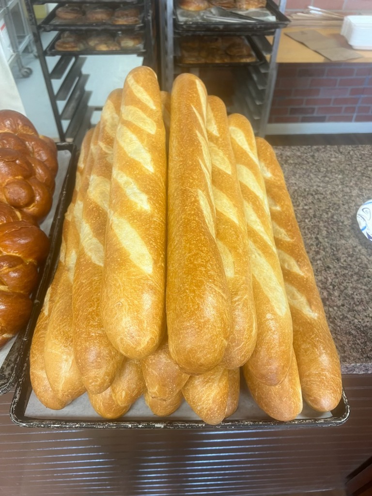 Traditional French baguettes fresh from stone hearth oven