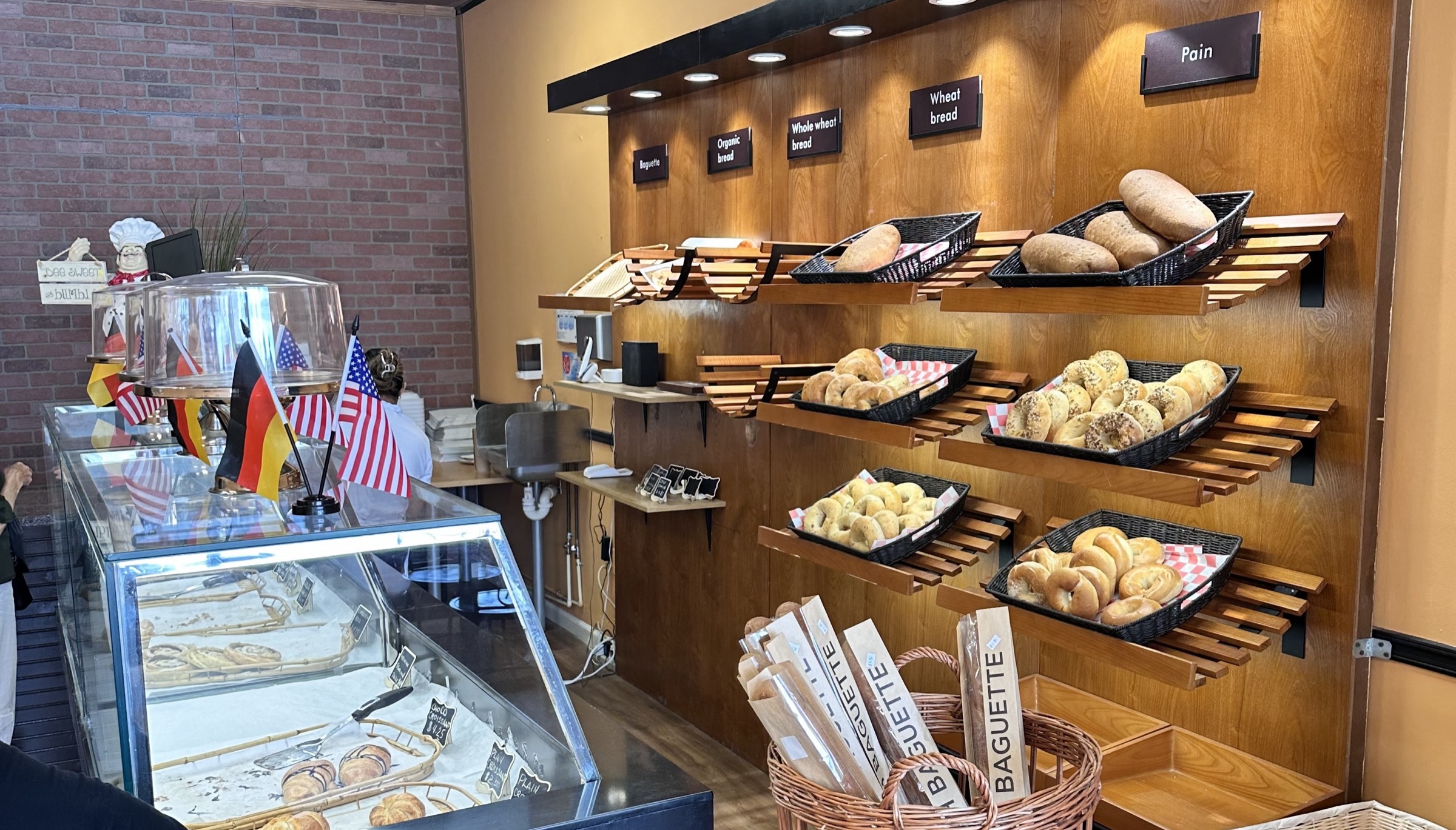 Just Baked Bakery storefront with artisan breads and European bakery display